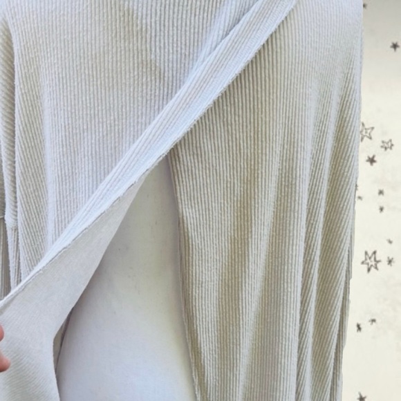 NWOT Free People Cream Ribbed Cowl Neck Oversized Open Back Sweater: Size S - Picture 4 of 6
